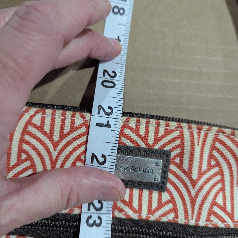 Ame & Lulu Peach Orange Cream Pattern Cross Body Canvas Purse Bag - Picture 9 of 9